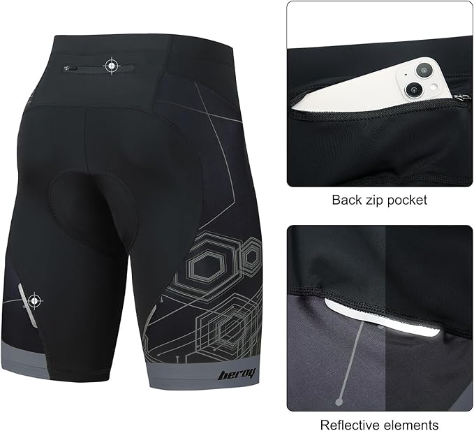 beroy Men's Comfortable Bicycle Cycling Pants, 3D Padded Bike Shorts
