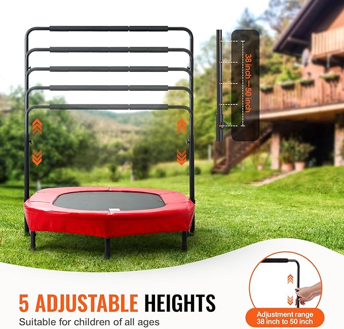 VEVOR 5FT Trampoline 50"/55"/56 * 35" for Indoor/Outdoor use for Toddlers, Foldable Mini Baby with Foam Handle, Recreational Birthday Gift