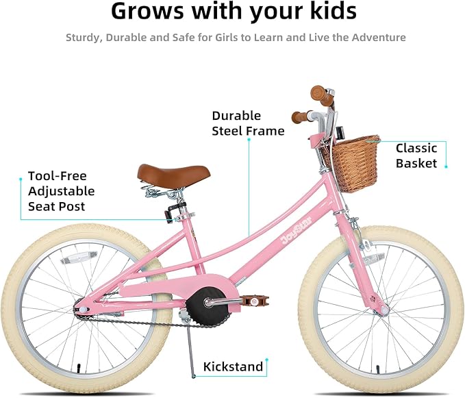 JOYSTAR Girls Bike for 2-12 Years Old Toddlers and Kids, 12" 14" 16" 18“ Retro Style Kids Bike with Training Wheels, 20 Inch Children Bicycle with Kickstand