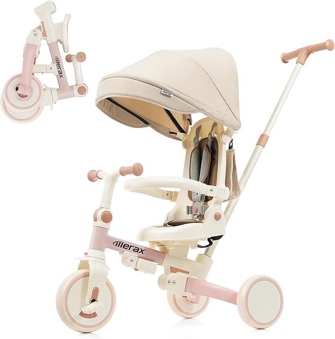 7 in 1 Baby Tricycle Toddler Trike Collapsible Frame Kid Rider Removable Pedal Ages 1Y-6Y