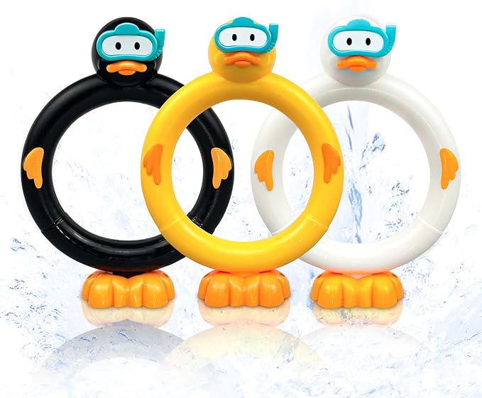 Duck Swimming Diving Pool Toys for Kids Ages 4-8, 3pcs Training Sinking Throwing Dive Pool Rings for Kid Diving, Summer Underwater Toys Sinking Pool Toys for Kids Ages 8-12(Duck Rings)