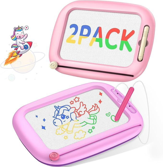Toddler Toys for 1-3 Year Old Girls, 2 Pack Magnetic Drawing Board, Learning & Educational Magna Doodle Pad for Toddler, Christmas Birthday Gift for 1 2 3 Year Old Baby Kids