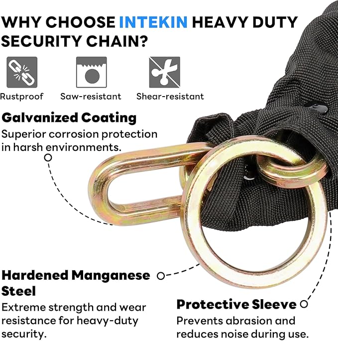 Security Chain 3.3 ft x 5/16" Thick Bike Lock Chain - High Security Hardened Steel Cut Proof Chain for Bikes, Containers, Motorcycles, Trailers, ATV's (Chain Only)