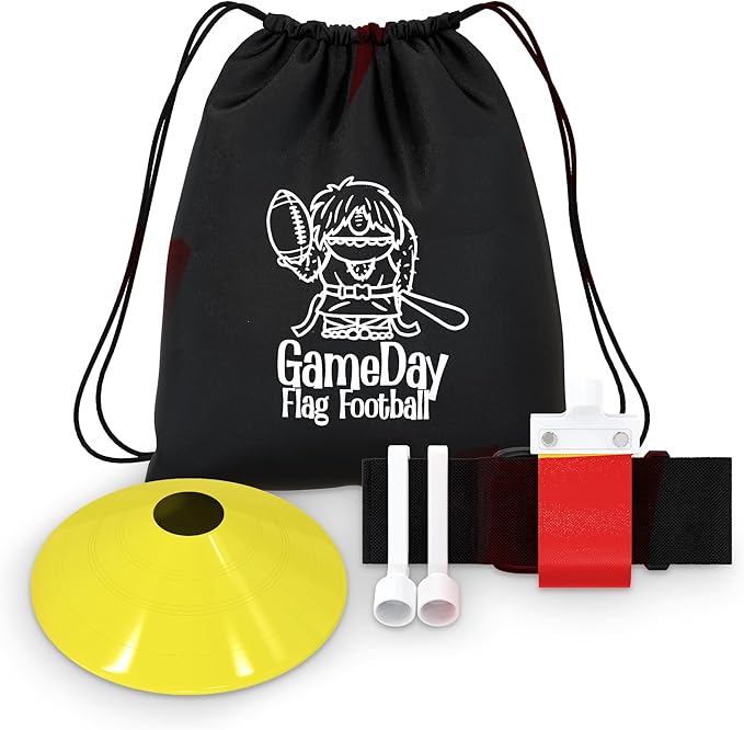 Gameday Flag Football Set – Kits for 2–14 Players w/Belts, Agility Cones & Carry Bag – Available in Multi Colors & Sizes