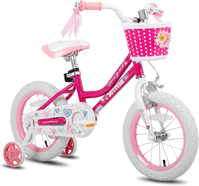 JOYSTAR Angel Girls Bike for Toddlers and Kids Ages 2-13 Years Old, 12 14 16 18 20 Inch Kids Bike with Training Wheels & Basket, 20 24 Inch Girls Bicycle with Handbrake & Kickstand
