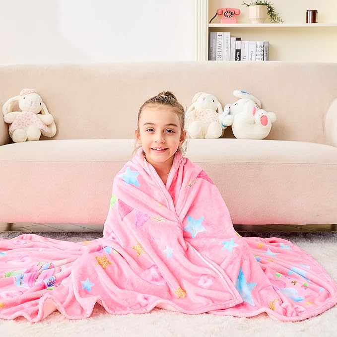 Wajade Unicorn Gifts for Boys Girls - Unicorn Blanket Birthday Christmas Decor for Kids Age 3 4 5 6 7 8 9 10 11 12 Years Old Teens Child Toddler Throw Light Grey 60"x80"