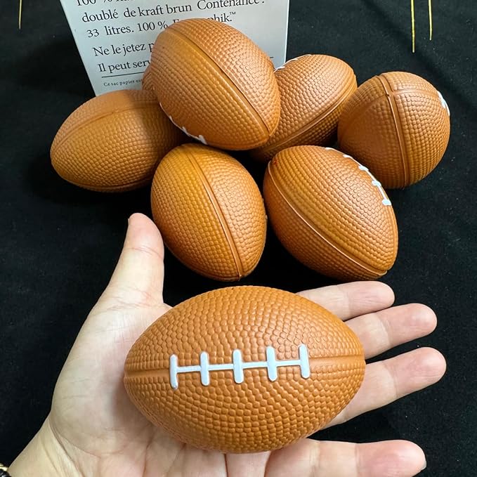 ALISSAR 20-Pack 3.4" Mini Football Stress Balls, Mini Foam Footballs for Football Party Superbowl Decoration, School Carnival Reward Gift