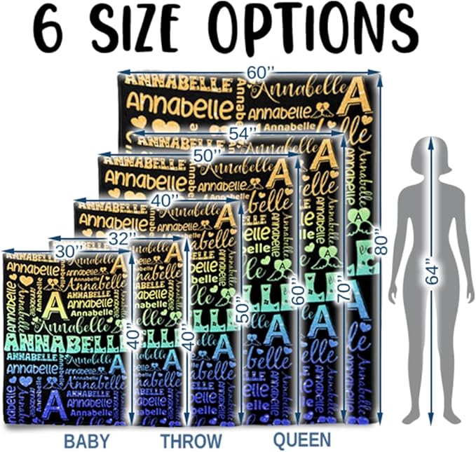 Custom Name Blanket Personalized Blanket for Girls - Printed in USA, Soft & Cozy Throw Blankets for Kids Adult Birthday