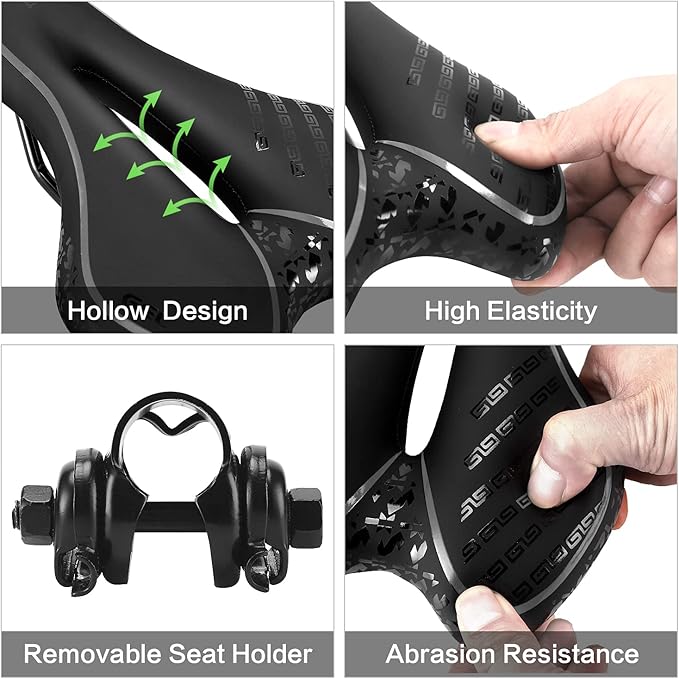 OUXI Comfort Bike Seat Comfortable Gel Bicycle Saddle Replacement Soft Padded with Shock Absorbing Waterproof for MTB Mountain Bike Road Bike Exercise Bike Men Women and Ladies