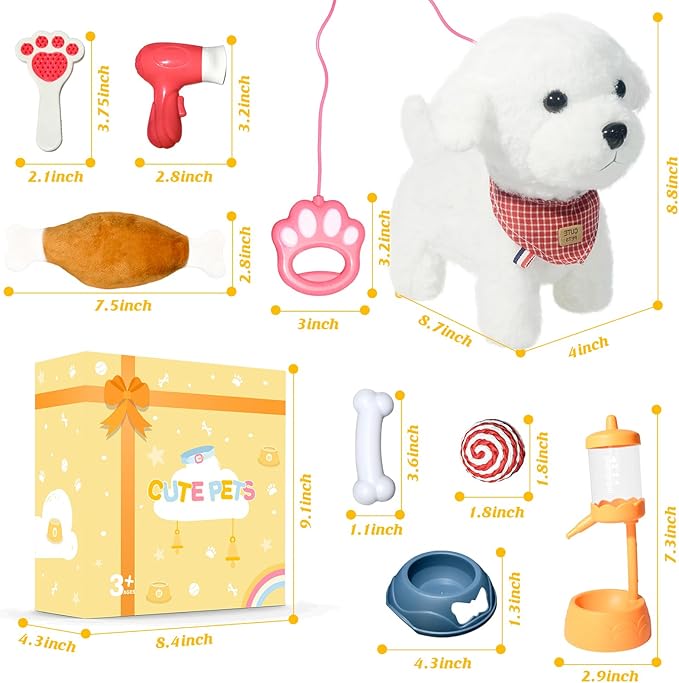 Puppy Toys for Kids, Toy Dogs That Walk and Bark, Walking Dog Toy for Kids with Leash, Interactive Stuffed Puppy with Remote Control, for Girls and Boys Aged 3-7 Year Old