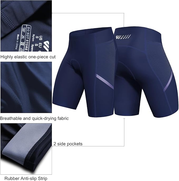 Wulibike Cycling Shorts Men Padded:Tights Highly Elastic Breathable Quick-Drying Road Bike Bicycle Shorts for Men Pockets