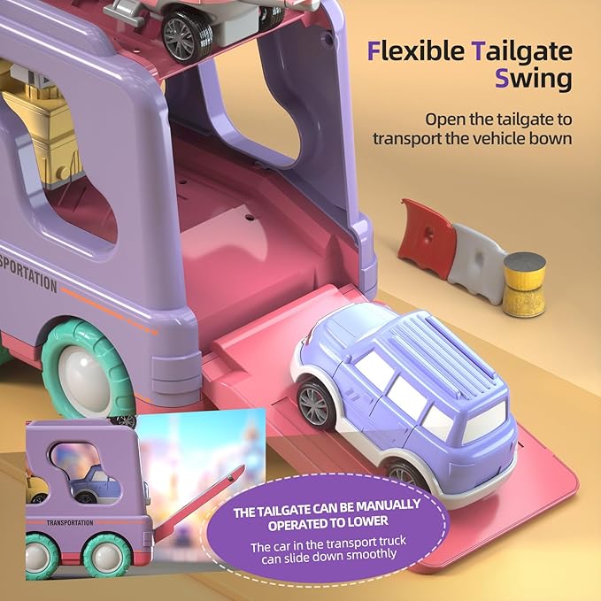 7 in 1 Car Truck Toys for Toddlers, Truck Toys with Light Sound, Birthday Gifts for 3-5 Year Olds