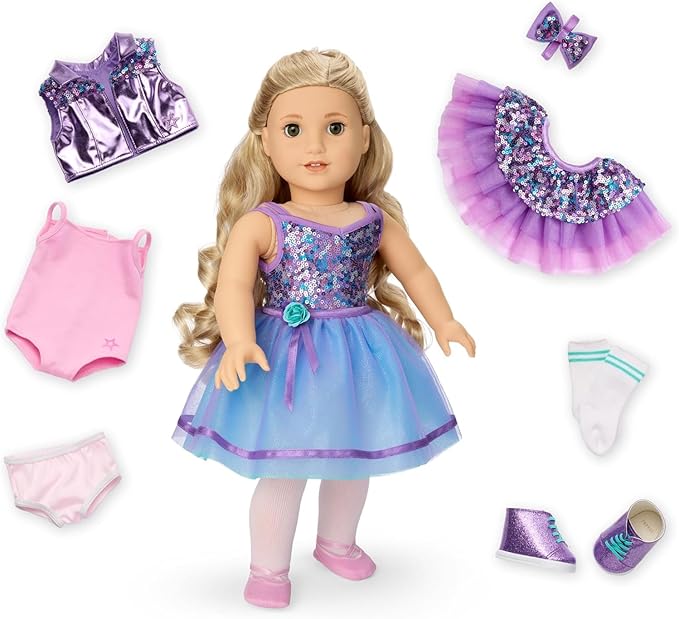 American Girl, Truly Me #125 Doll & Dance All Day Set, with Hazel Eyes, Curly Blonde Hair, Light Skin, Ages 6+