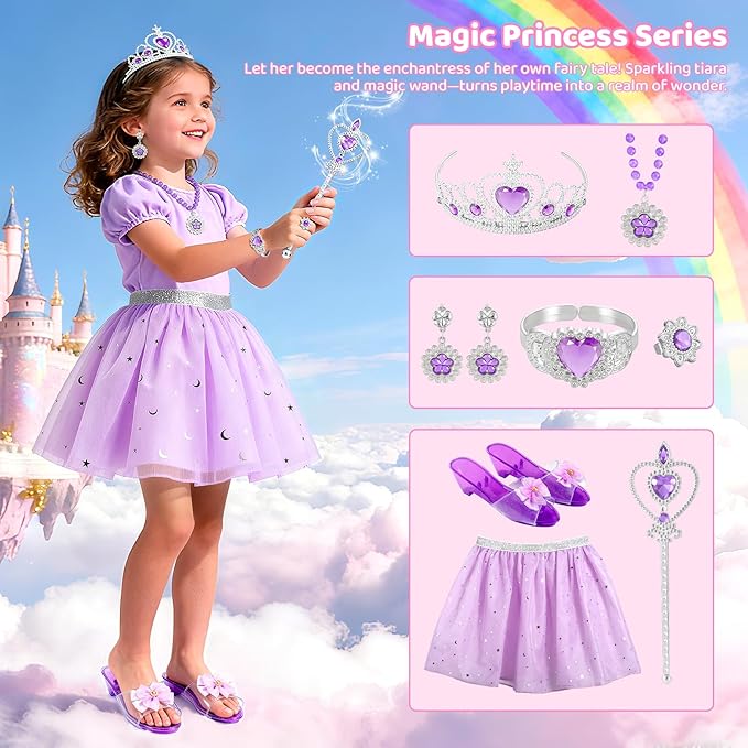 Princess Dress Up Toys and Jewelry Boutique, Girls Role Play Gift Set, Kids Toys for 3-6 Years Girl, Birthday Party Favors, Pretend Play Gifts for Little Girls Aged