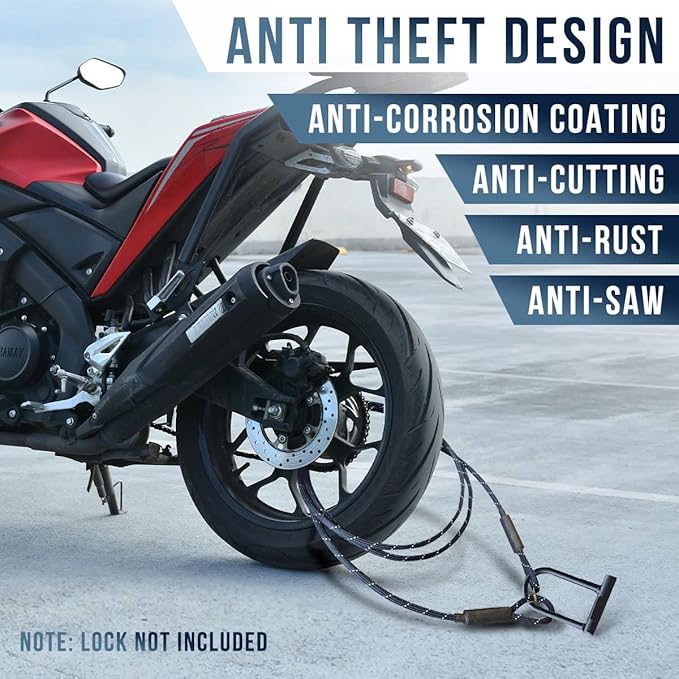 Big & Strong 7/16" Steel Security Cable Lock (7FT/13FT) with Looped Ends Anti-Theft for High-Value Assets, Movement Protection of Motorcycles, Generators, Jobsite Tools, Grills & More