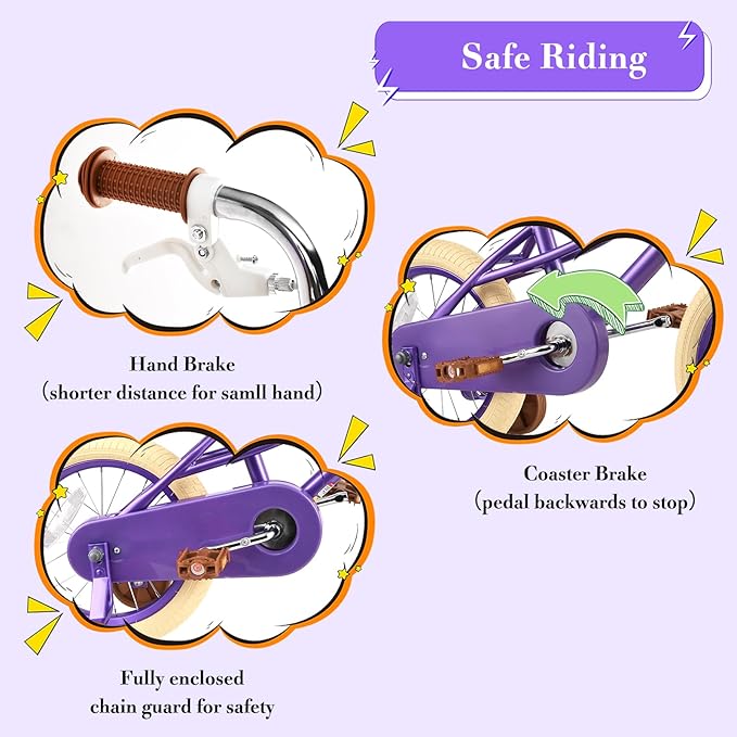 RULLY Donna Kids Bike for Girls Ages 2-7 Years, 12 14 16 Inch Princess Girls Bicycle with Doll Bike Seat, Training Wheels, Basket and Streamers, Kids Cycle Bikes, Multiple Colors