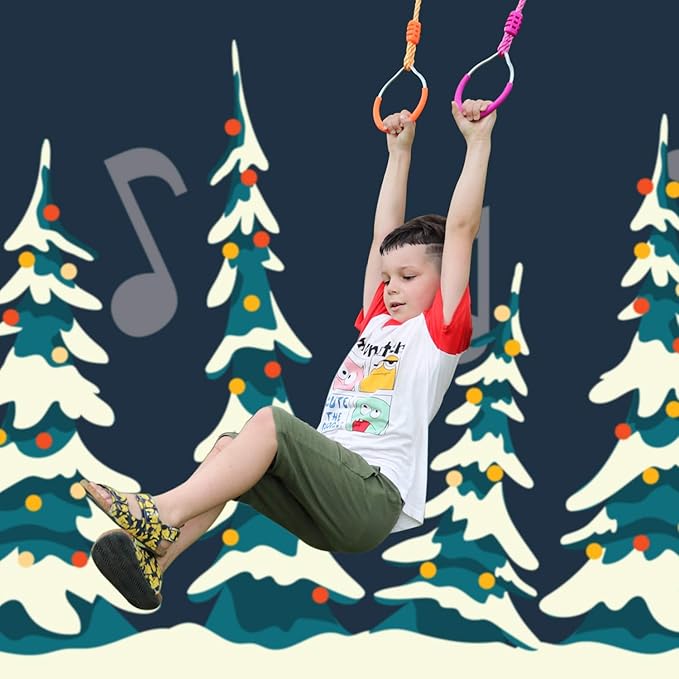 Rainbow Craft 7-Pack Colorful Ninja Rings - Gymnastic Ring, Swing Bar Ring, Monkey Rings for Backyard Ninja Warrior Obstacle Slackline Kits