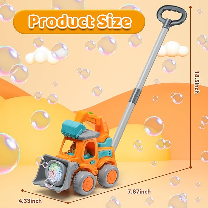 Automatic Bubble Machine for Toddlers,Construction Truck Bubble Lawn Mover W/Light,Bubble Maker Blower Toys for 3 4 5 6 Year Old Boy Girl Kids,Summer Outdoor Pool Backyard Toys for Birthday Party