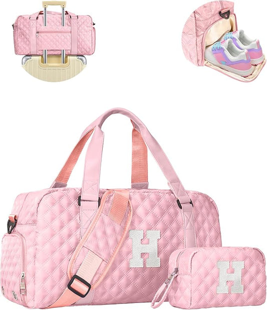 Duffel Bag, Girls Gift Bag Teens, Initial Travel Duffel Bag, Personalized Weekender Bag, Monogram Overnight Bag Gift for Grandmother,Tween Girls Gifts Daughter Gifts Niece Gifts, Mothers Gifts