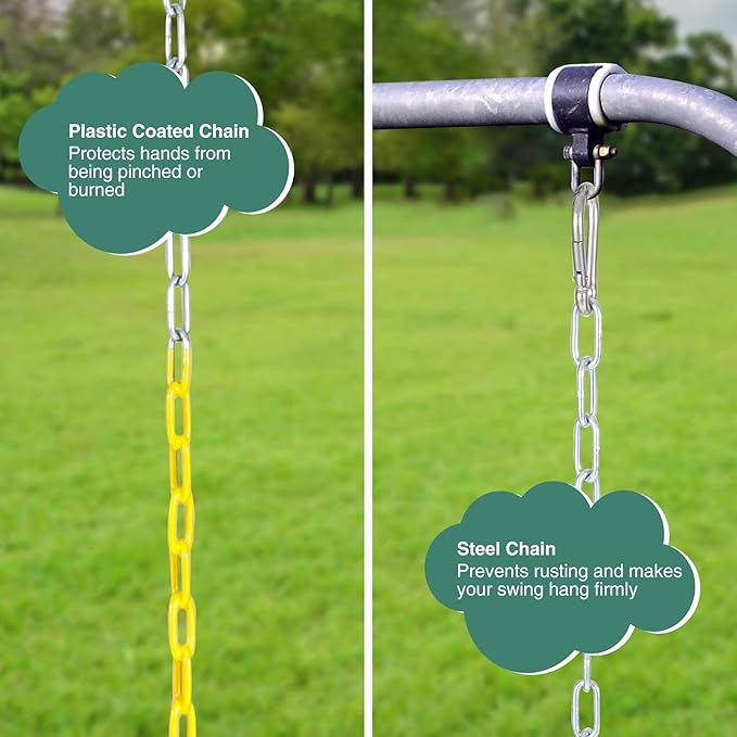 RedSwing Kids Belt Swing 2 PCS, EVA Swings Seat with Heavy Duty Metal Chains, Playground Swing Set Accessories, Safe and Durable, for Outdoor Backyard and Playground Play