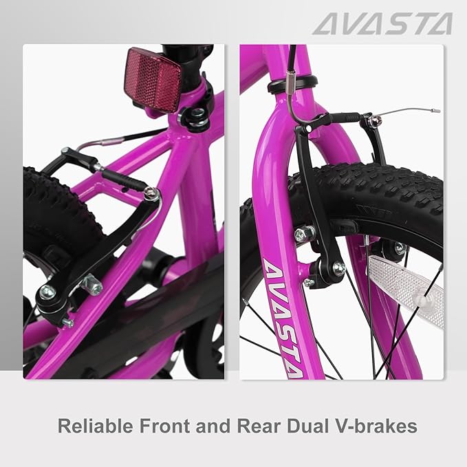 AVASTA Bilbo 18 20 Inch Kids Bike for Boys Girls 5-10 Years Old, Retro Style High Carbon Steel Bicycle with Adjustable Handlebars and Seat, Dual V-Brakes, Kickstand, Multiple Colors