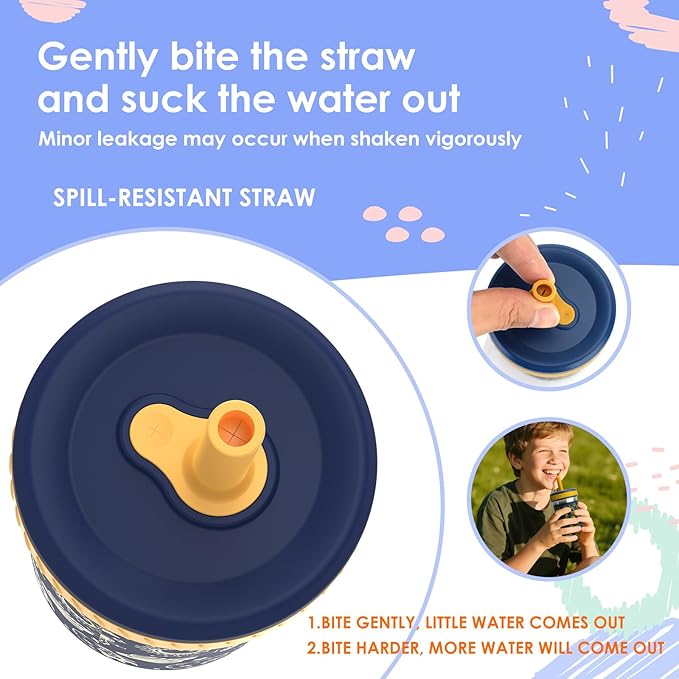 Sursip Toddlers Sippy Cups Stainless Steel Kids Cups with Straws and Lids | Spill-Proof Tumbler Drinks & Snacks, Smoothie Cups, BPA-Free, Dishwasher Safe,2 Packs