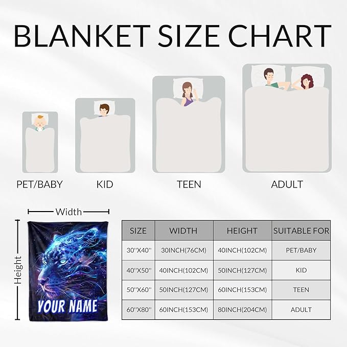 Custom Leopard Blanket for Boys - Blankets Gifts for Teens Plush Flannel Cheetah Boys Throws for Crib & Room