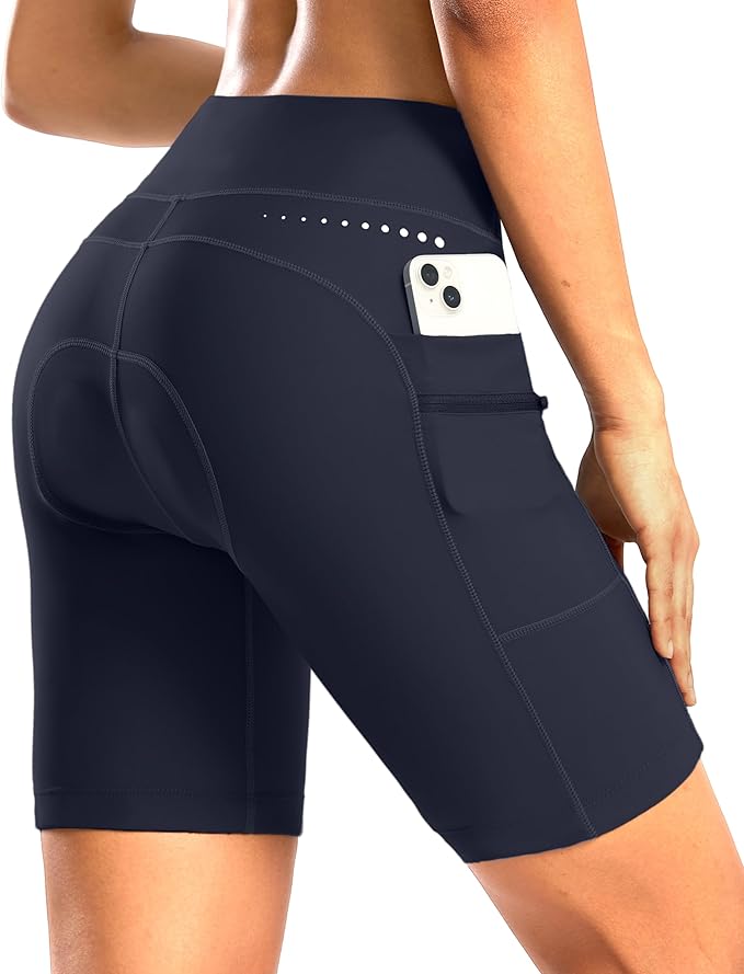 Women's 4D Padded Bike Shorts 5"/7" Riding Underwear Cycling Bicycle Road Biking Cycle Shorts for Women Zipper Pockets