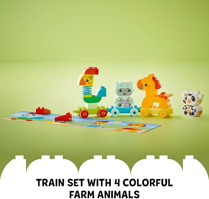 LEGO DUPLO My First Animal Train Building Set and Horse Toy, Educational Toy for Toddlers Ages 1-3 with 4 Animal Figures, Creative Nature Toy Birthday Gift for Preschoolers, 10412