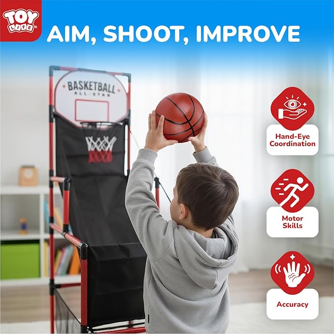 TOY Life Basketball Arcade Game Indoor for Kids - Electronic Basketball Shooting Game for Boys Age 4 5 6 7 8, Portable Basketball Hoop Arcade Set with Score Counter for Boys 8-12
