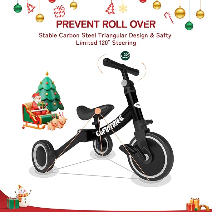 besrey 5 in 1 Toddler Bike for 1 Year to 4 Years Old Kids, Toddler Tricycle Kids Trikes Tricycle, Toys for Boy & Girl, Balance Training, Removable Pedals