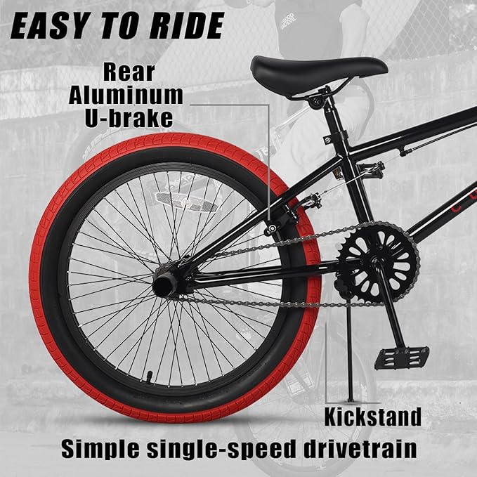 Freestyle BMX Bike, 18 20 Inch Kids Bicycle for 5-13 Years Old Kids and Beginner Level Rider, Multiple Colors