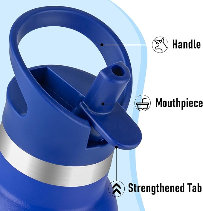 12oz Kids Water Bottle – Insulated Stainless Steel Bottle with Straw Lid, BPA-Free, Leak-Proof, for Toddlers & School Use