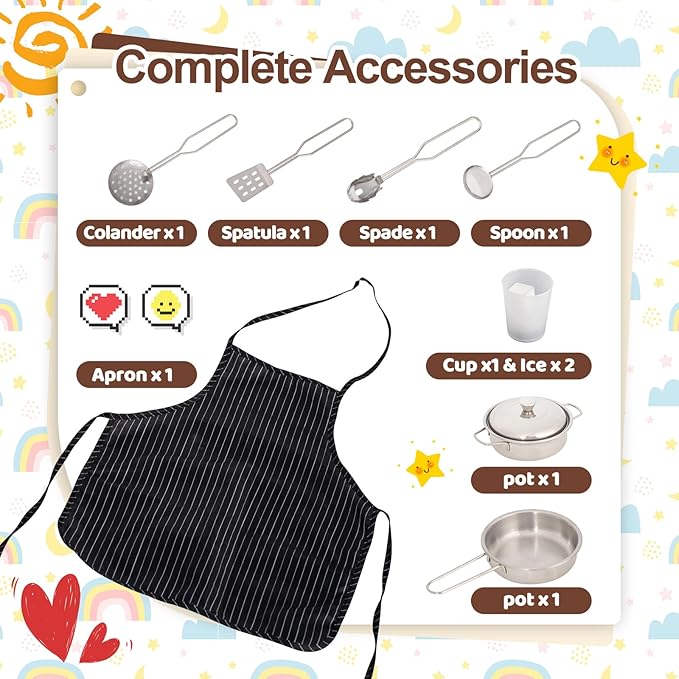 Corner Play Kitchen for Kids, Wooden Toddler Kitchen Playset w/Faucet, Sink, Microwave, Oven, Apron, Blackboard, Storage Cabinets, Pretend Cooking Toys w/Sound & Light Gift for Ages 3+