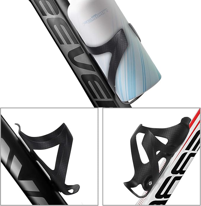 KABON Bike Water Bottle Holder, Lightweight 3K Carbon Fiber Bicycle Drink Water Bottle Cages for Road Mountain Bike Cycling Accessories - Pack of 2