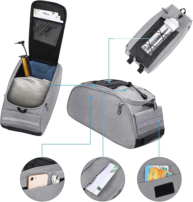 MOSISO Bike Rack Bag, Waterproof Bicycle Trunk Pannier Rear Seat Pouch Cycling Bike Carrier Backseat Storage Luggage Saddle Shoulder Bag