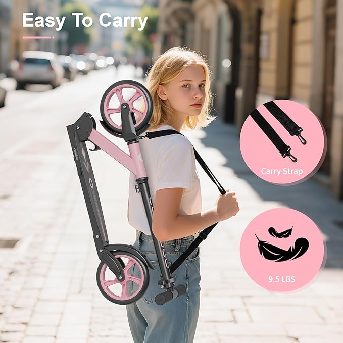 Kick Scooter for Kids 5-12, Teens, Foldable Lightweight Adult Scooter with 8 Inch Wheels, Max Load 240 LBS, Gift for Childs