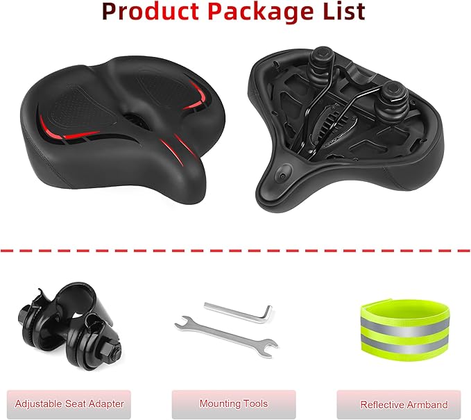 Oversized Bike Seat for Peloton Bike & Bike+, Wide Bicycle Saddle Replacement Compatible with Peloton, Exercise or Road Bikes, Seat Cushion for Men & Women