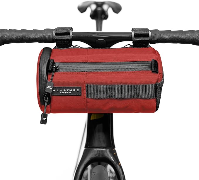 Signature Bar Bag – Rust Red | Hard-Shell Bike Handlebar Bag with Waterproof Zippers & Adjustable Straps | Lightweight Bicycle Handlebar Bag, Compatible with Road, Gravel & MTB Bikes
