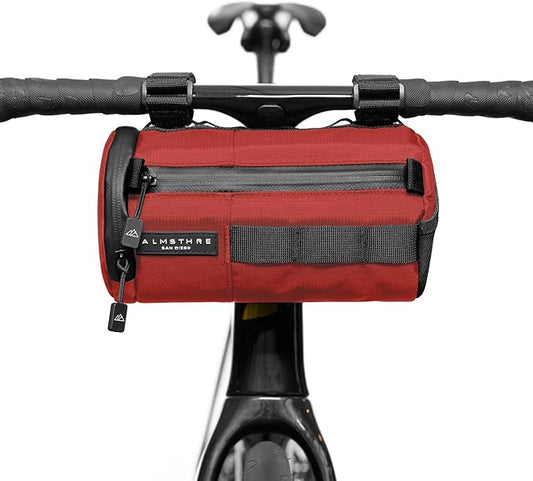Signature Bar Bag – Rust Red | Hard-Shell Bike Handlebar Bag with Waterproof Zippers & Adjustable Straps | Lightweight Bicycle Handlebar Bag, Compatible with Road, Gravel & MTB Bikes