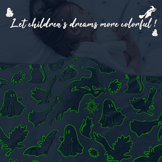 REXEO Throw Blanket Kids Soft Fleece Blankets Black Cat Halloween Throw Blanket 50"×60"