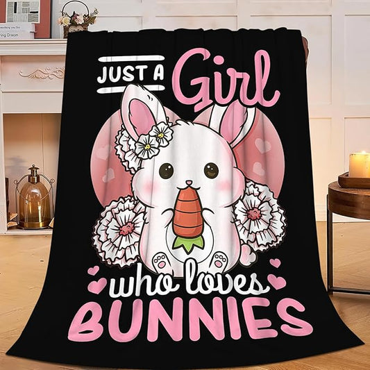 Bunny Blanket Cute Rabbit Throw Blanket Gifts for Kids Girls Boys Adults Women Super Soft Cozy Plush Fluffy Fuzzy Fleece Blanket Decor 40''X50''