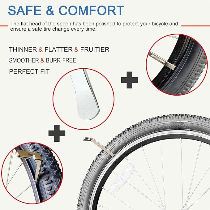 Bicycle Tire Levers, Iron Tyre Spoons, Professional Bike Tire Removal Tool for Road, Mountain Bike, etc