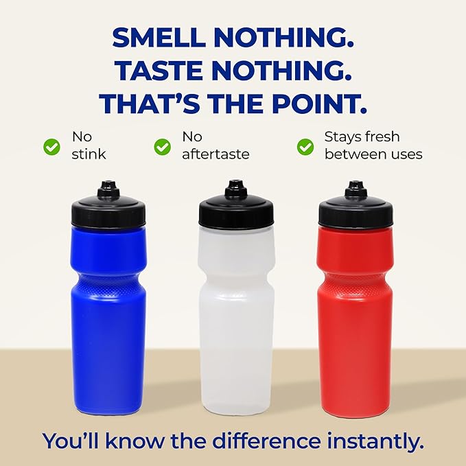 Rolling Sands USA Made 24 oz Sports Squeeze Water Bottles, 8 Pack, BPA-Free, Easy Drink One Way Flow Valve, Fits Most Bike Cages, Dishwasher Safe, Durable, Reusable and Lightweight, Clear Frost