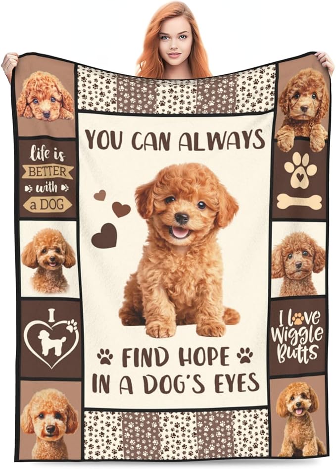 Poodle Gifts Blanket, Poodle Throw Blankets, Dog Mom Gift for Women Men Boys Girls Lover Adult Cozy Fleece Flannel Bedding Stuff Animal Plush for Couch Sofa Bed Decor 50"X40"