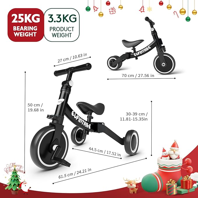 besrey 5 in 1 Toddler Bike for 1 Year to 4 Years Old Kids, Toddler Tricycle Kids Trikes Tricycle, Toys for Boy & Girl, Balance Training, Removable Pedals