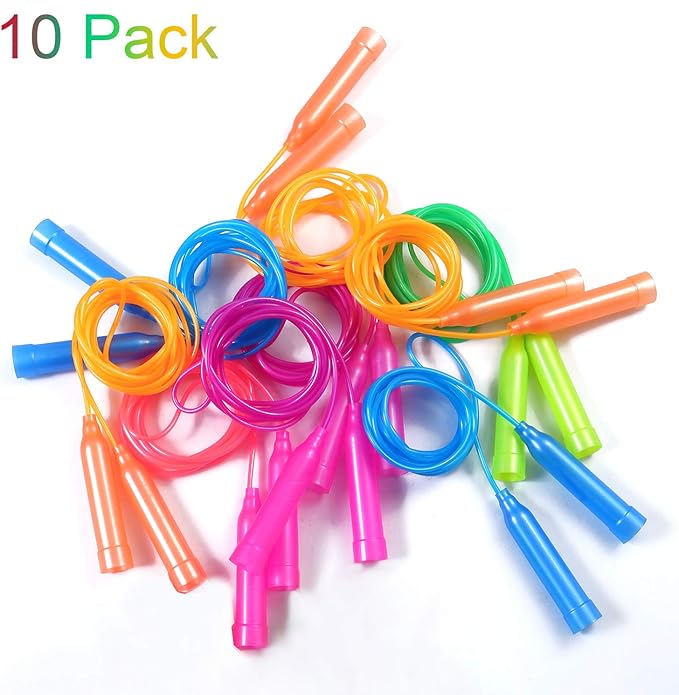 Aneco 10 Pack Kids Jump Rope Set Colorful Outdoor Jump Ropes 7.3 Feet Jumping Ropes Great Birthday Party Sports Activities Favors Gift