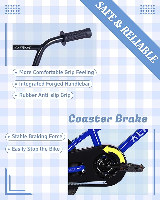 12 14 16 20 Inch Kids Bike BMX Style Bicycle with Training Wheels for 2-14 Years Old Toddlers Boys Girls Coaster Brake Multiple Colors