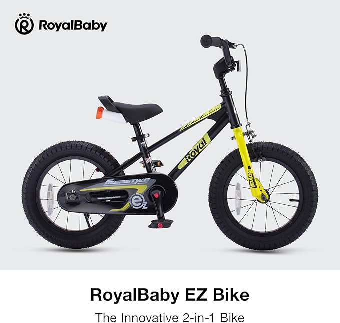 RoyalBaby Kids Bike Freestyle Classic & EZ Balance Pedal Switchable Bicycle, 12 14 16 18 Inch, 3-10 Years Toddler to Big Kids