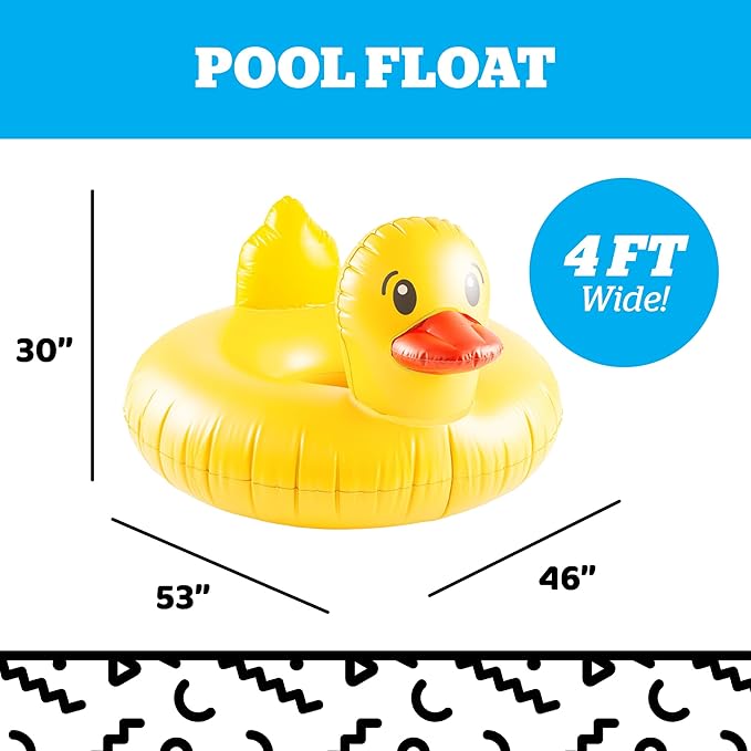BigMouth Inc. Giant Duck Pool Float, Over 4' Wide, Inflatable Floatie Tube, Blow Up Swim Ring, Outdoor Summer Pool Party Water Toy